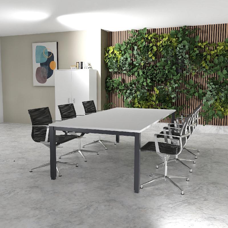 Table de réunion 6-8 personnes Tempo - Mobel Linea - 200, Anthracite, Blanc_4