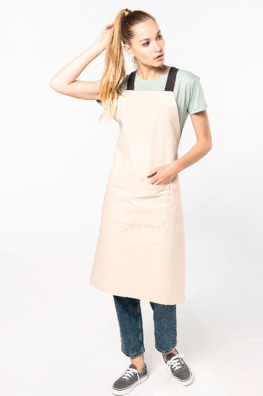 Tablier coton Bio - Réf: K8002 - canvas résistant avec sangles croisées et poche frontale_4