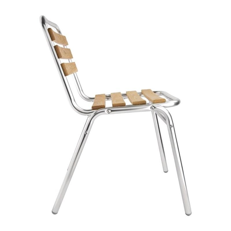Chaises bistro bois et aluminium empilables - Lot de 4 - Intérieur / Extérieur - GK997 | Bolero_4