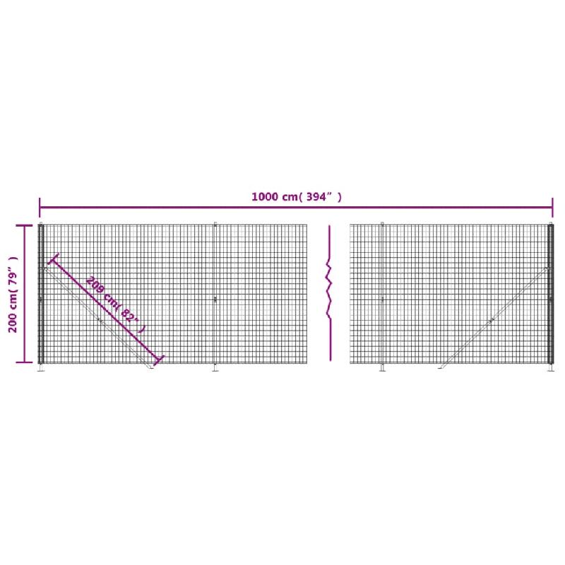 Vidaxl clôture en treillis métallique avec bride anthracite 2x10 m 154294_4