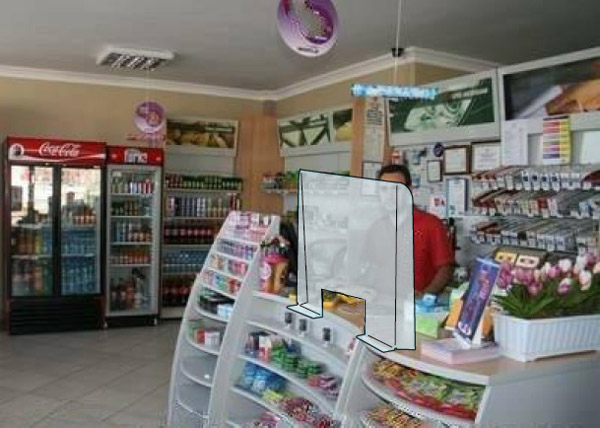 Écran de Protection Plexiglass Transparent - H 68 x L 90 x P 16 cm - Réf : 490770 - Passe-documents intégré - Fixation adhésive_4