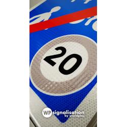 Panneau de prescription B53 - Sortie d'une zone de rencontre avec pictogrammes et limitation de vitesse_4