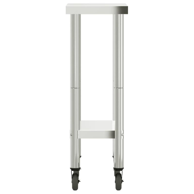 Vidaxl table de travail de cuisine avec roues 55x30x85 cm inox 376459_4