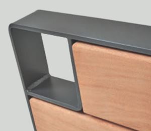 Appui vélos moderne KUB - avec ou sans élément décoratif en bois - Structure acier ou acier et bois_4