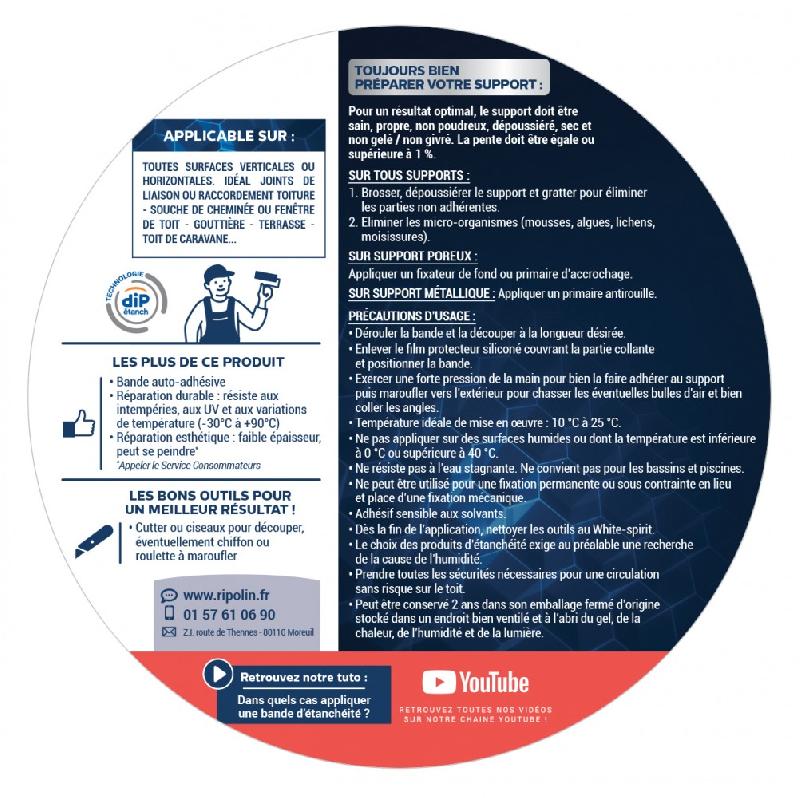 Bande d'étanchéité adhésive RIPOLIN, 3 m x 10 cm - gris - aluminium - multi-supports - application facile_4