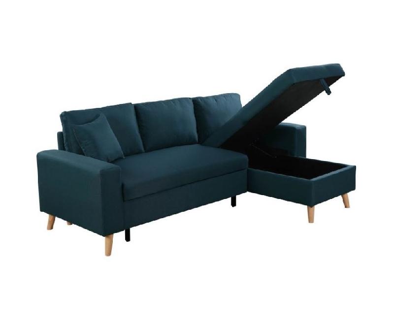 Canapé d'angle réversible convertible ARKO - méridienne avec coffre - bleu canard - 140x190 cm_4