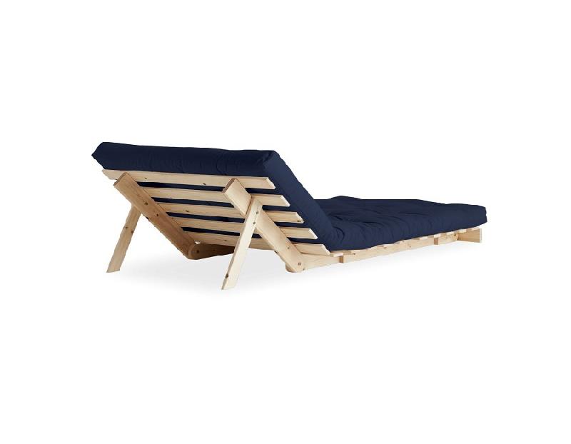 Fauteuil convertible futon ROOTS - pin naturel bleu marine - couchage 90x200 cm - design japonais et scandinave_4
