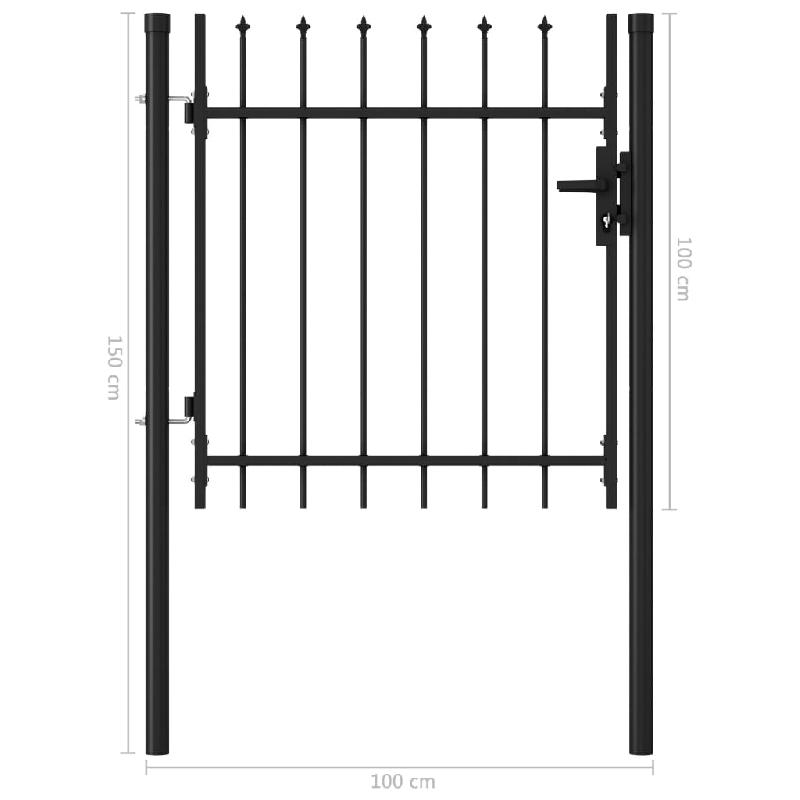 Vidaxl portillon simple porte avec dessus à pointe acier 1x1 m noir 146032_4