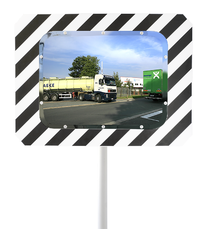 Miroir routier conforme - Gamme classique - 450 x 600 mm - Vision à 90° - Réflecteurs Plexi+, Poly+ et Inox Poli - Cadre en PVC - Fixation incluse_4