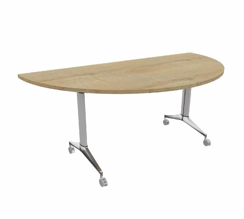 Table de réunion ½ lune Net - Mobel Linea - Alu, Chêne veiné_4