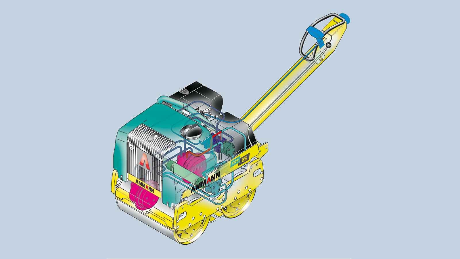 ARW 65 - Rouleau compresseur à guidage manuel Ammann avec moteur diesel Yanmar - Fonction 2 en 1 pour terre et asphalte_4