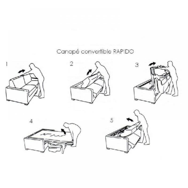 Canapé-lit Club Deluxe - Convertible Express 140 cm - Sommier à lattes - Cuir vachette parme - Matelas Excellence 16 cm_4
