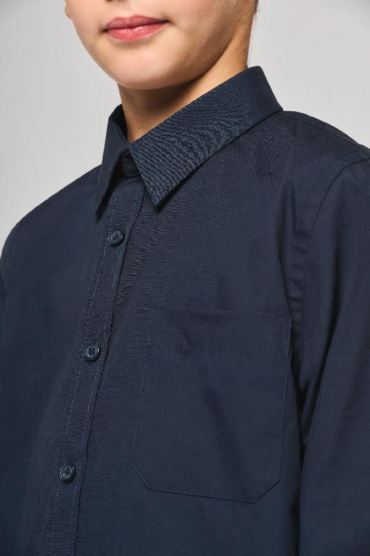 Chemise de travail popeline manches longues enfant - Réf: K521 - Kariban - 100% coton - Easy Care - Navy - Tailles 6/8 à 12/14 ans_4