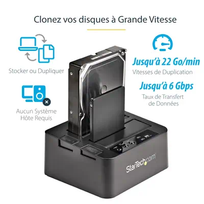 Duplicateur de Disque Dur à  2 Baies, Cloneur/Copieur Autonome USB 3.0 (5 Gbps) / eSATA vers 2,5/3,5