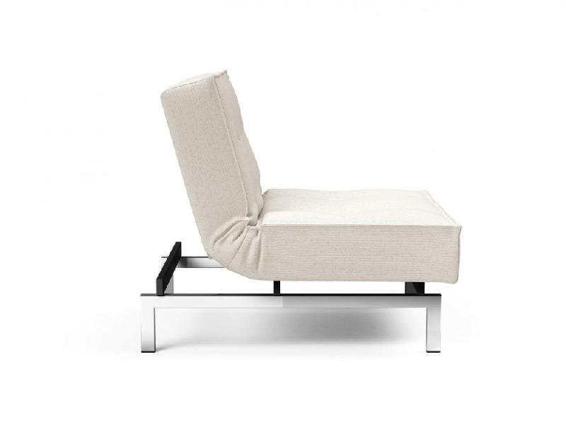 Innovation Living - Fauteuil design Splitback Chrome convertible lit 90x115 cm - tissu bouclé Off White_4