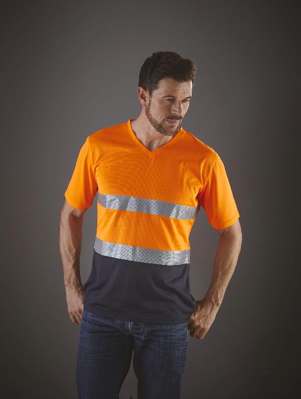 T-shirt col V haute visibilité Top Cool - 100% polyester, séchage rapide - Réf: YHVJ910_4