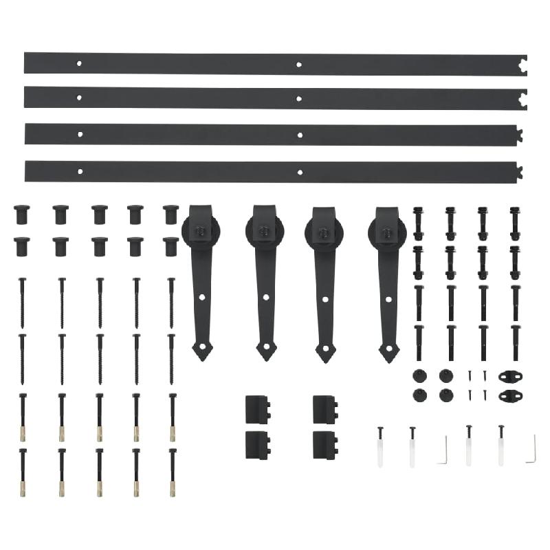 Vidaxl kit de matériel pour porte coulissante 2 x 183 cm acier noir 275606_4