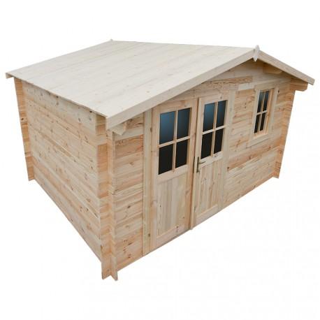 3366 - Abri de jardin en bois massif brut 12m² PLUS - Madriers 28mm Gardy Shelter avec fenêtre en façade_4