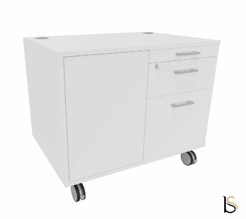 Desserte mobile avec tiroirs et niche de rangement - QUADRIFOGLIO - Blanc pastel_4