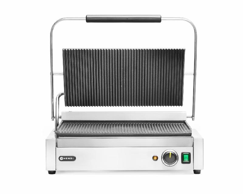 Grill de contact Panini XL grills supérieur et inférieur rainurés L545mm HENDI_4