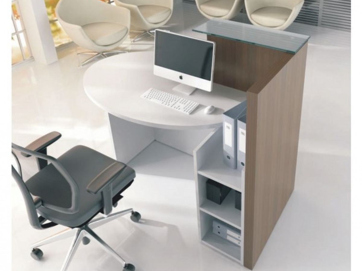 Banque d'accueil compacte et fonctionnelle - OVO pour petit espace avec plateau en verre_4