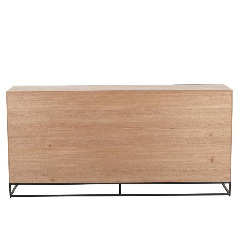 Buffet MOUNIE 4 portes - motifs chevron naturel clair - pieds métal noir - style industriel_4