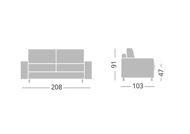 Canapé fixe PRODIGIO 3 places - tissu microfibre rouge - pieds luges en acier brun - fabrication italienne_4