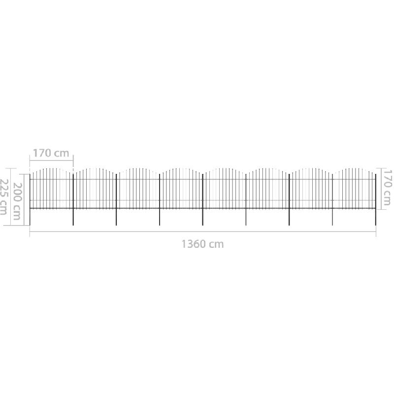 Vidaxl clôture de jardin à dessus en lance acier (1,5-1,75)x13,6m noir 277746_4