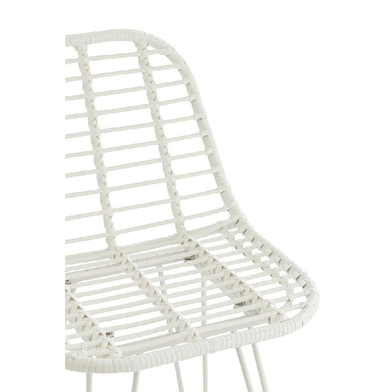 Chaise de bar jardin Rapha - métal blanc avec assise en rotin - style scandinave et art déco_4