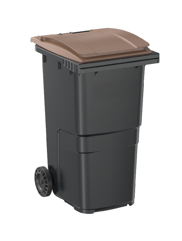 Conteneur 240 L - Fabrication Française - Bac roulant PEHD injecté - Norme EN 840 - 2 roues 200 mm - Coloris anthracite - Préhension frontale_4