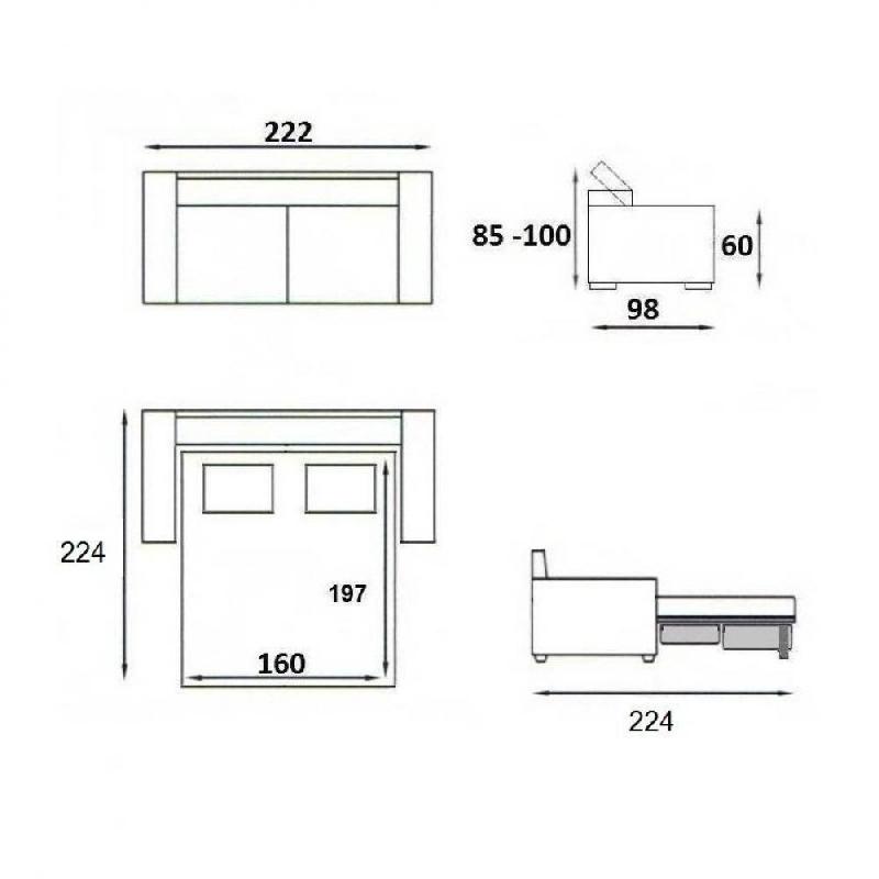 Canapé convertible SUÊDE - ouverture express, matelas 16 cm, sommier à lattes, tissu gris 160 cm_4