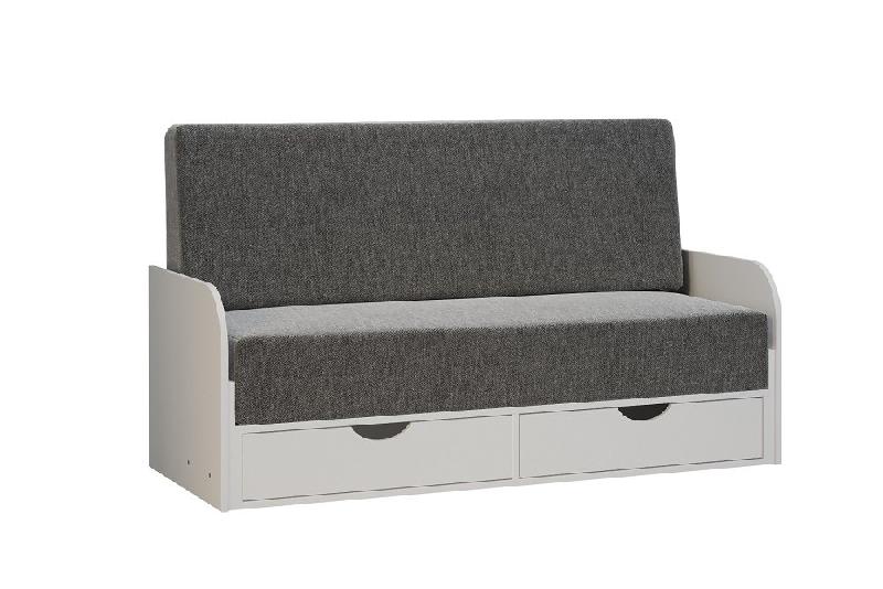 Armoire lit escamotable LOFT SOFA gris béton avec canapé et accoudoirs blancs - Couchage 140x200 cm_4
