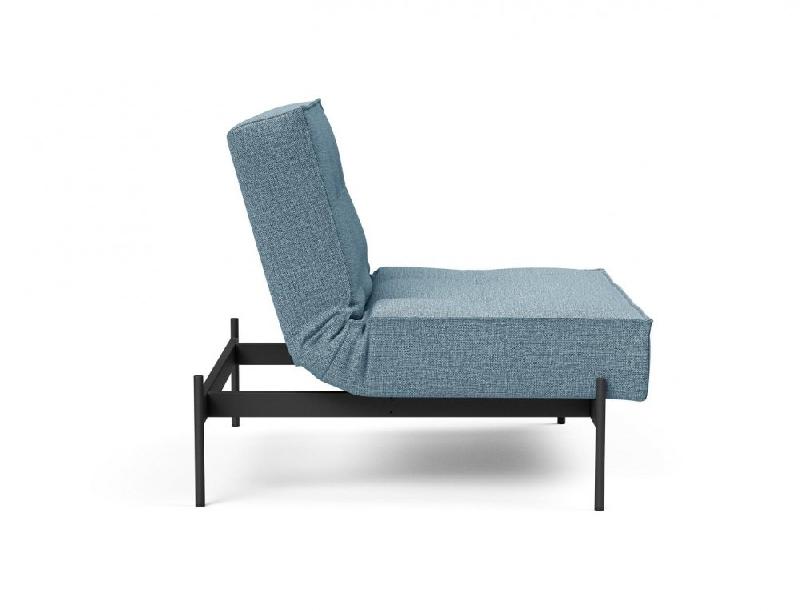 Fauteuil-lit design Splitback de Innovation Living - Convertible 90x115 cm - Tissu Mixed Dance Light Blue - Pieds acier noir mat_4