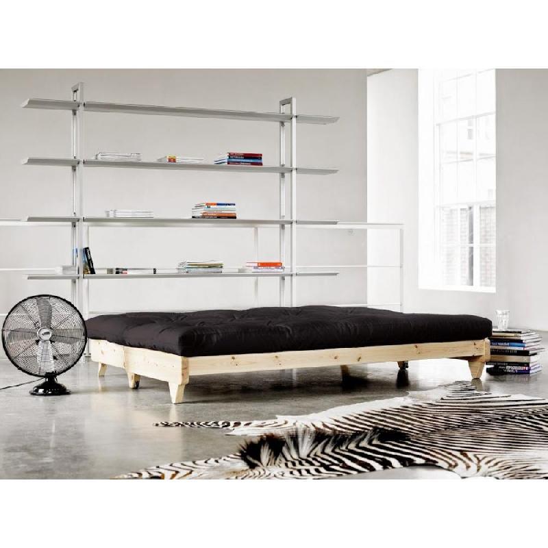 Banquette convertible FRESH en pin massif - Coloris gris foncé - Couchage 140x200 cm_4