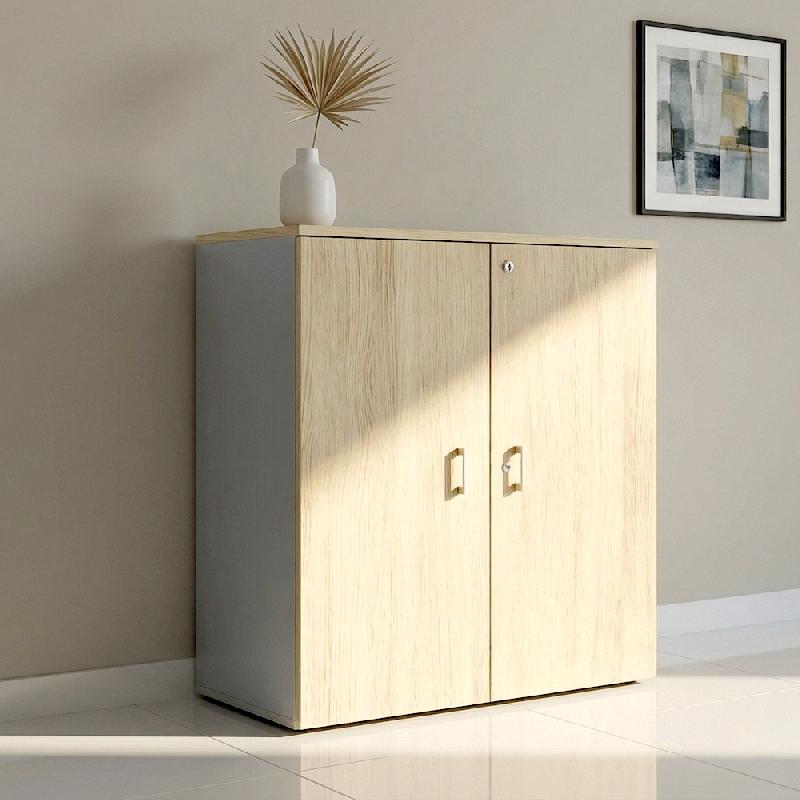 Armoire moyenne à portes battantes Haut. 121 cm - Mobel Linea - 80, Chêne_4