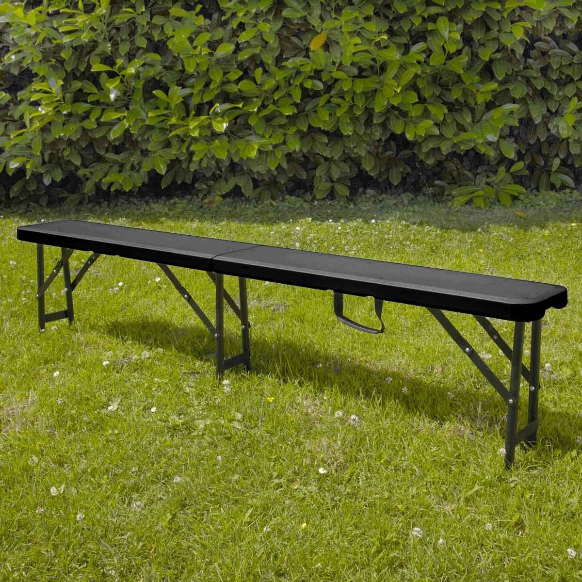 Banc pliant noir 3 places - 180 cm - Structure en acier solide et résistante - Usage intérieur/extérieur_4