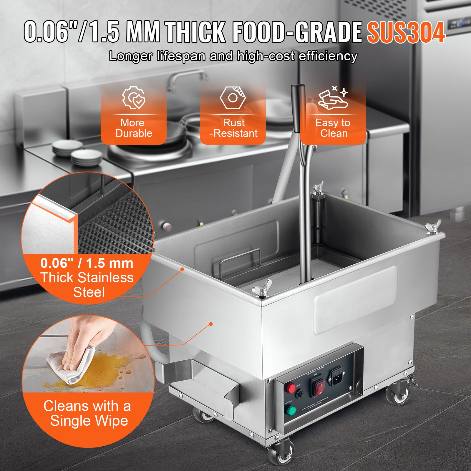 Filtre à huile pour friteuses jusqu'à 18 L VIVOR - Vitesse 10 L/min_4