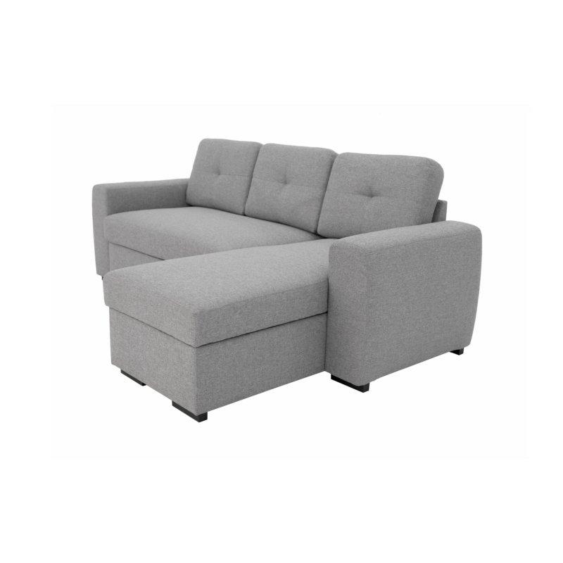 Canapé d'angle réversible convertible LIDO gris clair avec pouf et coffre de rangement_4