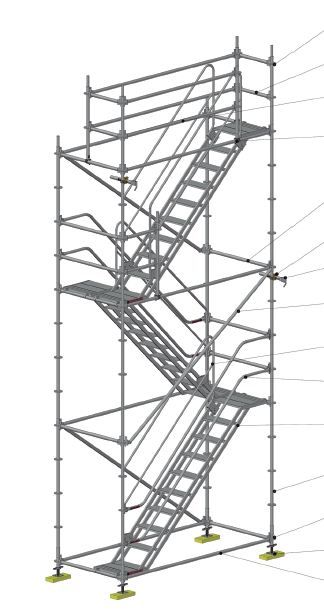 Échafaudage d’accès - Dacame France SAS - tubes d'acier Ø 48,3 x 3,2 mm - normes NF-EN 12810 et NF-EN 12811_4