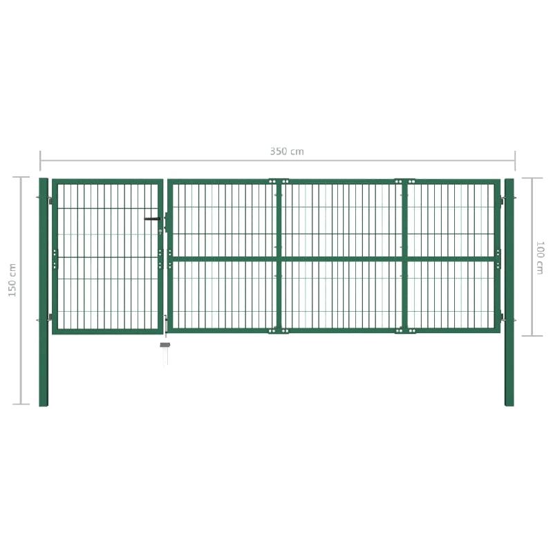 Vidaxl portail de clôture de jardin avec poteaux 350x100 cm acier vert 142569_4