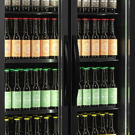 Vitrine réfrigérée noire deux portes vitrées avec canopy 535 L | Tefcold - FSC891HBlack_4