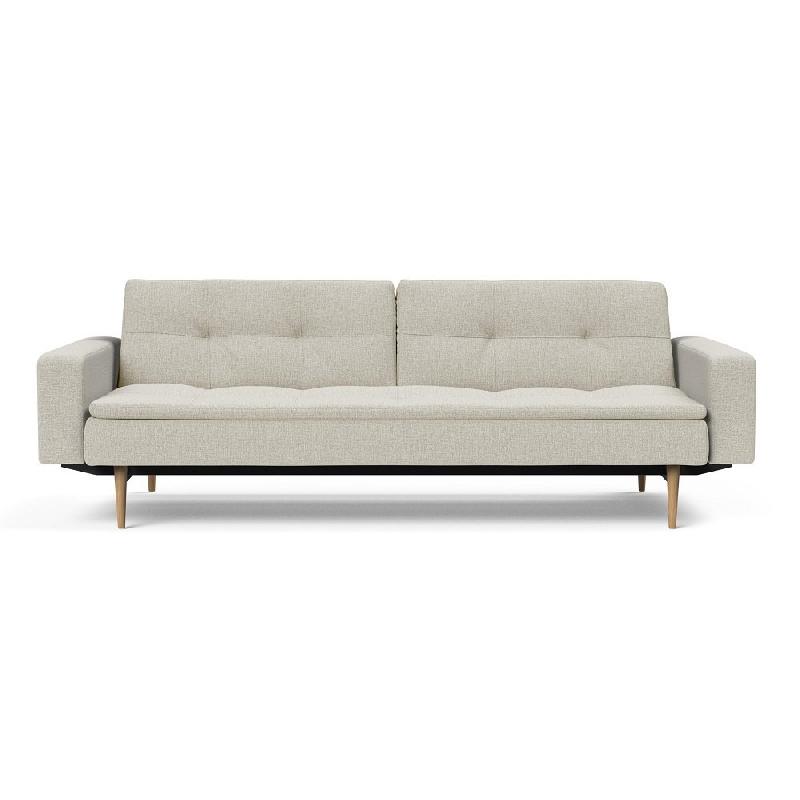 Canapé design Dublexo Styletto convertible lit 115x210 cm - Pieds chêne naturel - Tissu Mixed Dance Natural_4