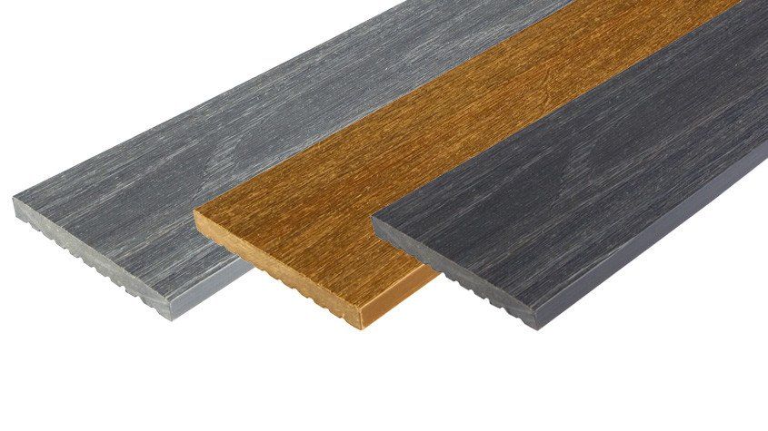 Light grey - Face texturée - Clôture en composite BROOKLYN - Densité 1170 kg/m3 - Lame réversible avec deux décors_4