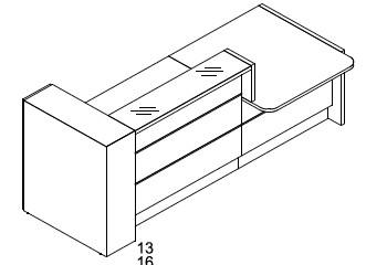 Banque d'accueil Valde droite avec meuble de rangement intégré - MDD - Vert brillant, Droite, 265_4