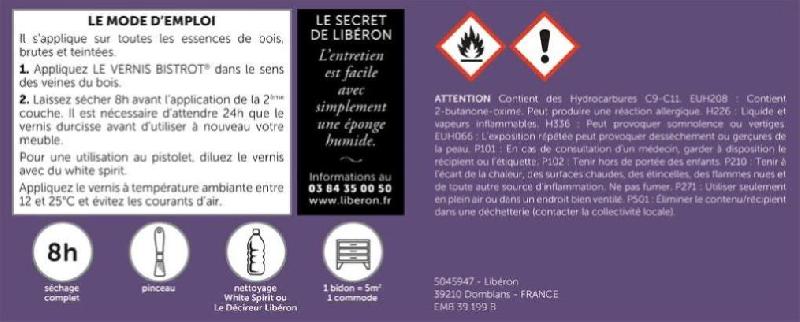 Vernis meuble et objet Bistrot® Libéron - incolore brillant - 0.5L - protection et application facile sur bois_4