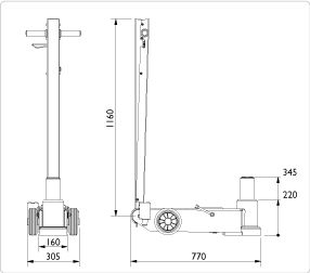 25-1 - Cric hydropneumatique AC Hydraulic - capacité 25 T - usage professionnel pour camions et machines d'entrepreneur_4