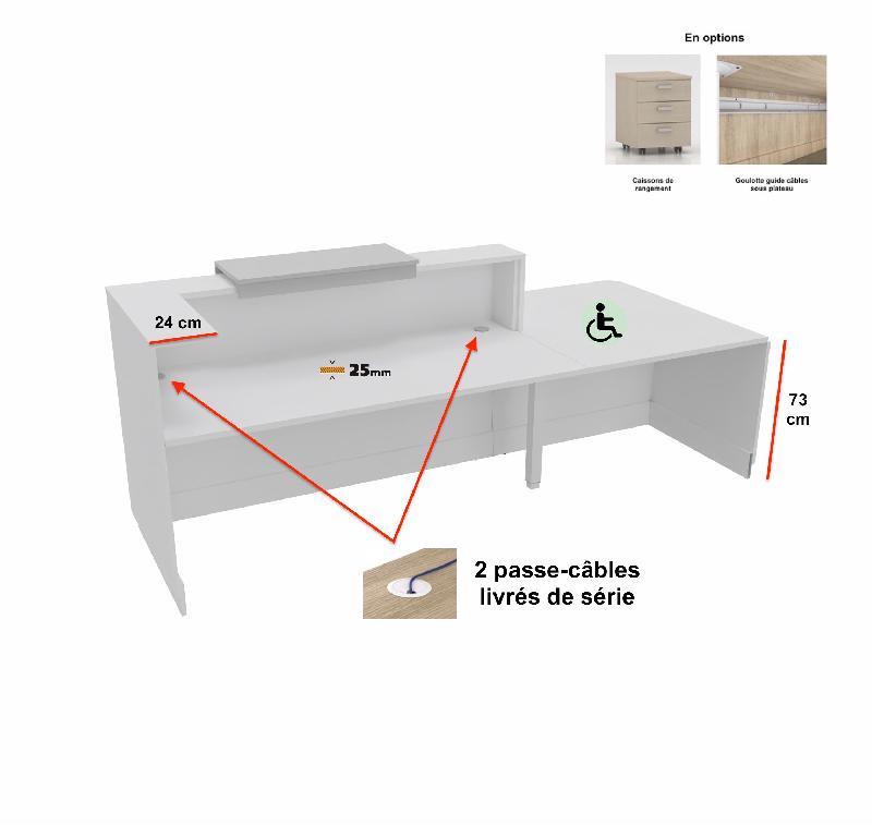 Comptoir d'accueil bi-colore avec PMR Delta et réhausse - Droite, Noir, Non, 262, Chêne veiné_4