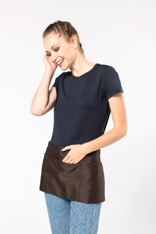 Tablier polycoton court Kariban - Réf: K896 - 5 poches - Couleur Denim aspect vieilli_4