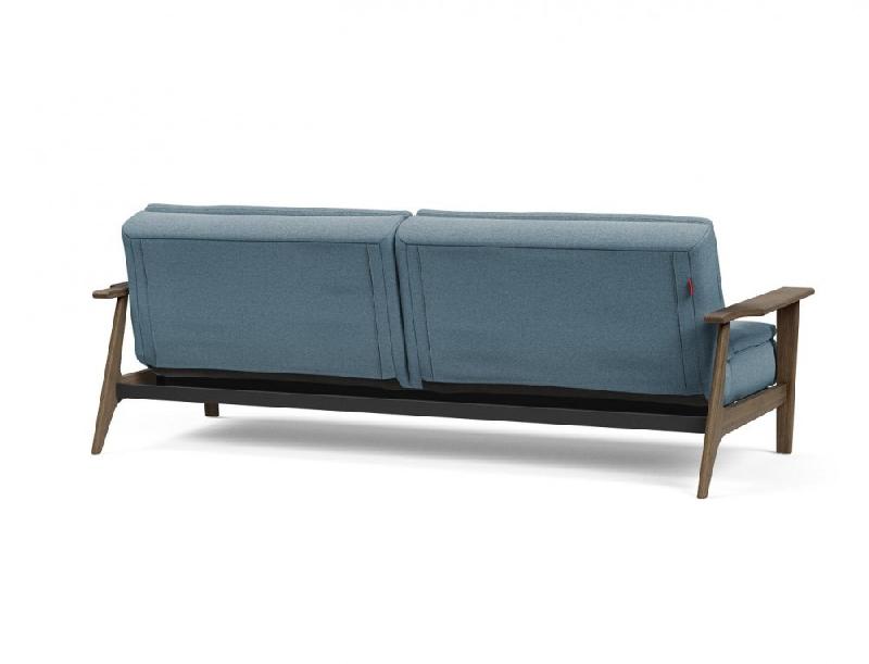 Canapé-lit design Dublexo Frej Innovation Living - convertible Soft Indigo 115x210 cm avec accoudoirs laqués noirs_4