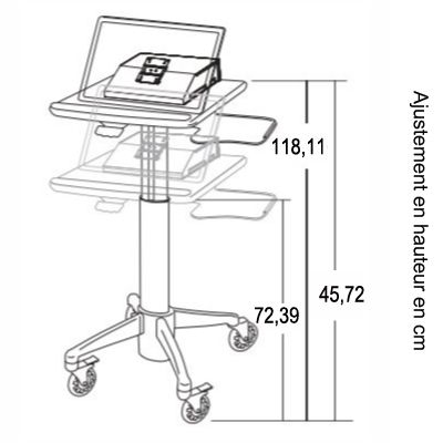 Chariot informatique médical LCD & All-in-One PC Cart H Class LD - Ergonoflex - aluminium anodisé - 29 kg_4